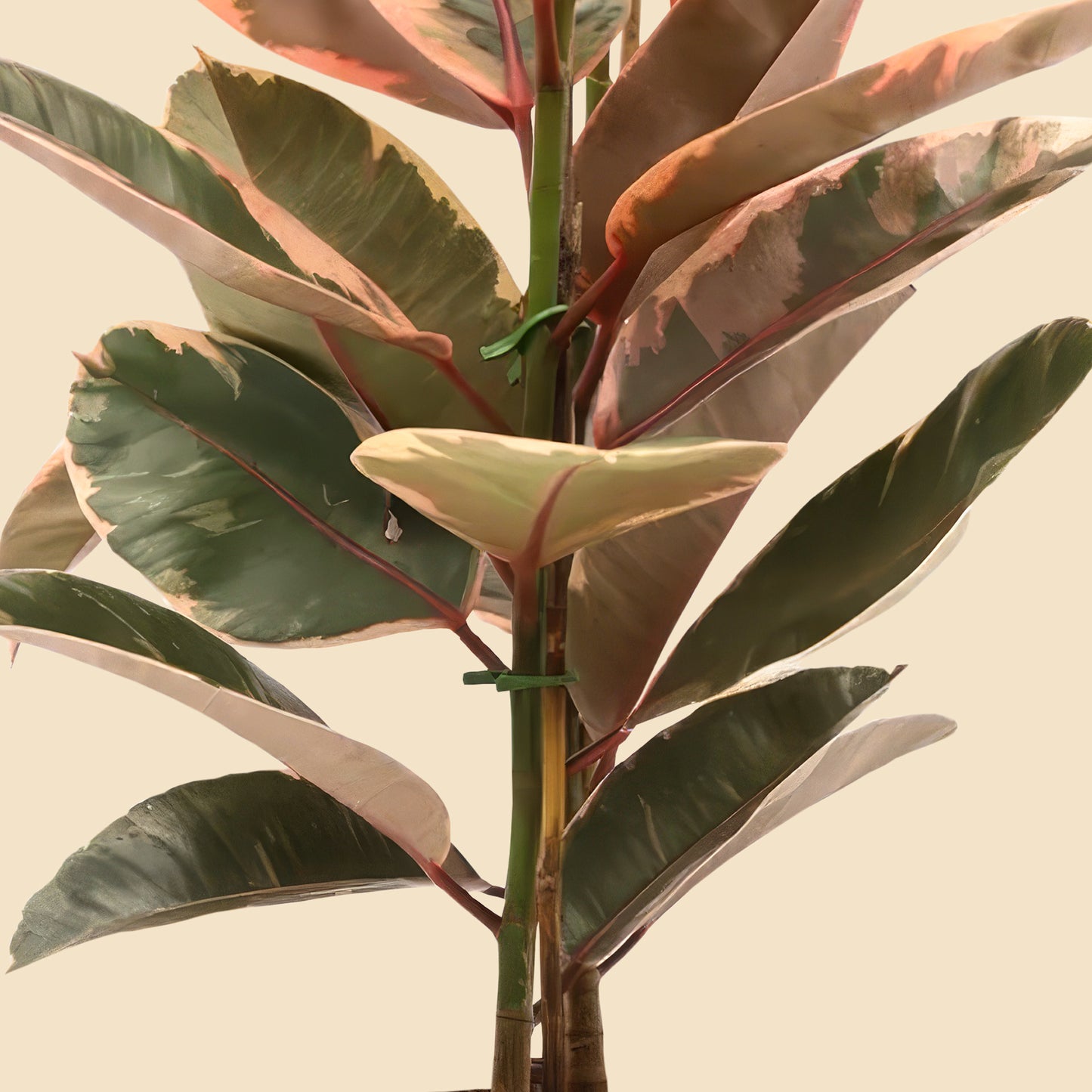 Alacalı Kauçuk iki gövdeli pembe (Ficus Elastica Belize) 100 120 cm