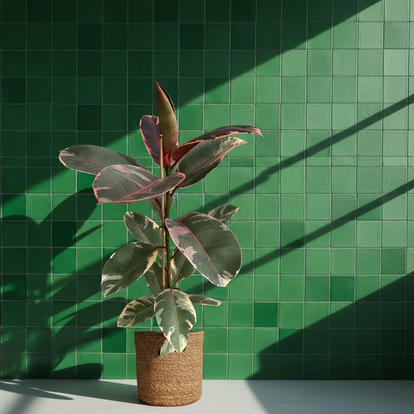 Alacalı Kauçuk Çiçeği Ficus Elastica Tineke Tek Köklü – Dekoratif Salon Bitkisi