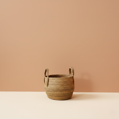 Boho Hasır Saksı El Yapımı Doğal Bitki ve Dekorasyon Sepeti Seti