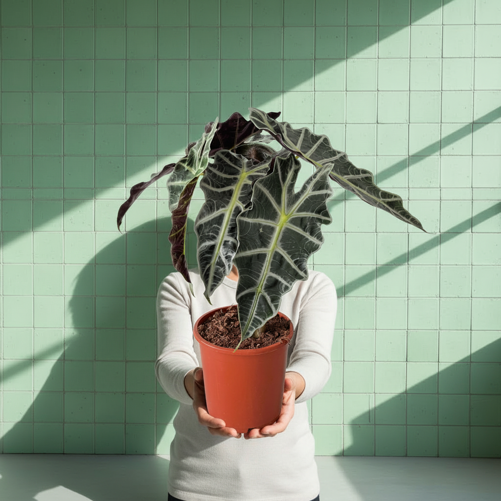 Fil Kulağı Alocasia Polly Dekoratif İç Mekan Bitkisi (Alocasia Amazonica)