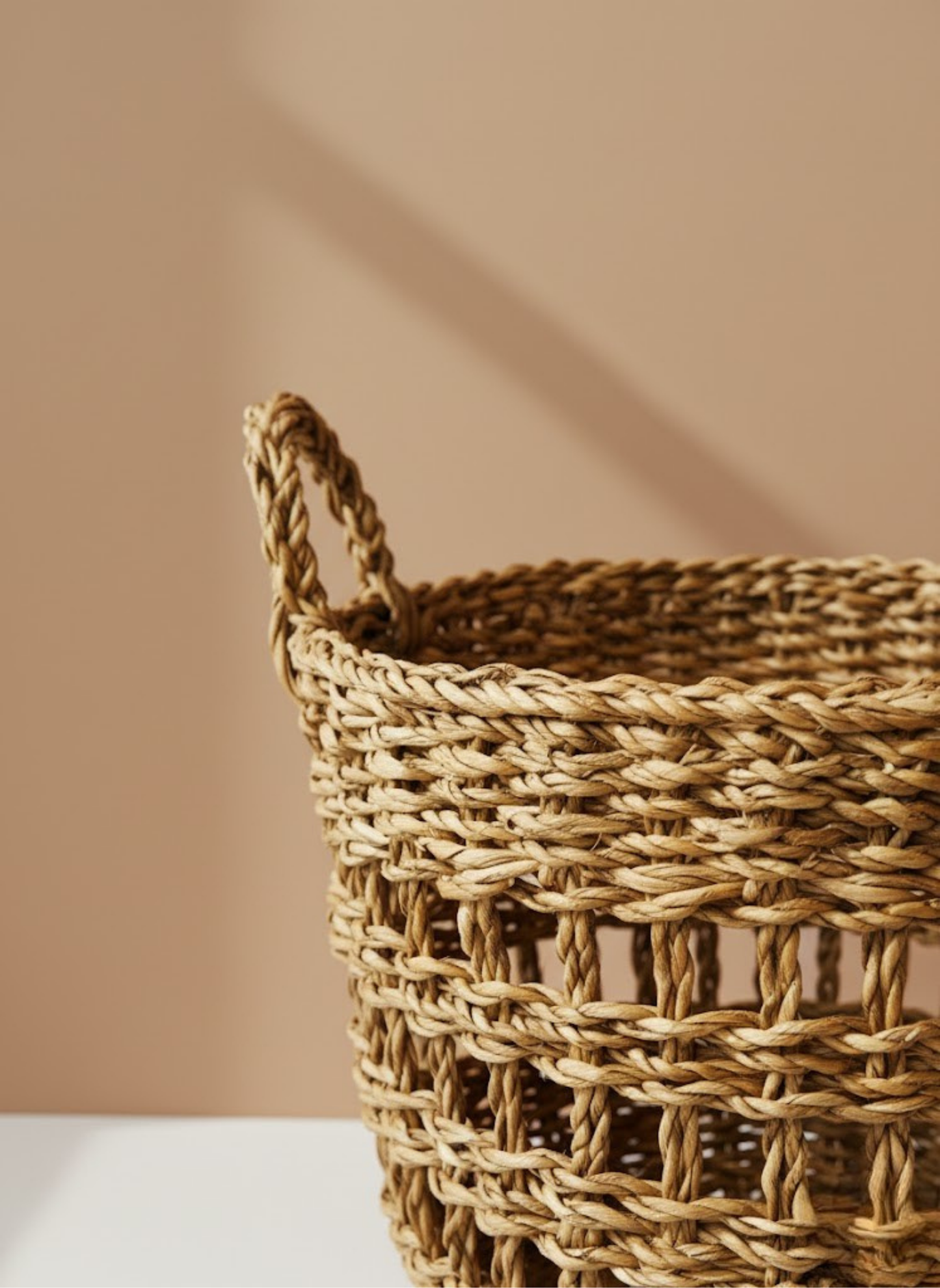 Örgü Dokulu Hasır Saksı El Yapımı Doğal Bitki ve Dekorasyon Sepeti Seti