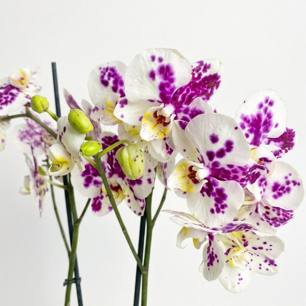 Alacalı Orkide Çift Dallı İthal | Phalaenopsis Orkide Saksılı