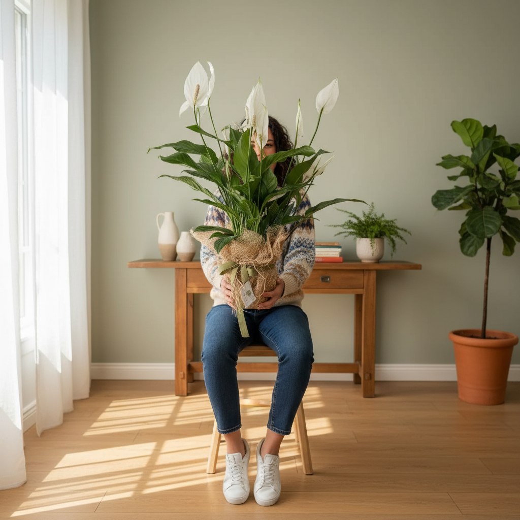 Spathiphyllum Barış Çiçeği Canlı İç Mekan Salon Bitkisi Yelken Çiçeği