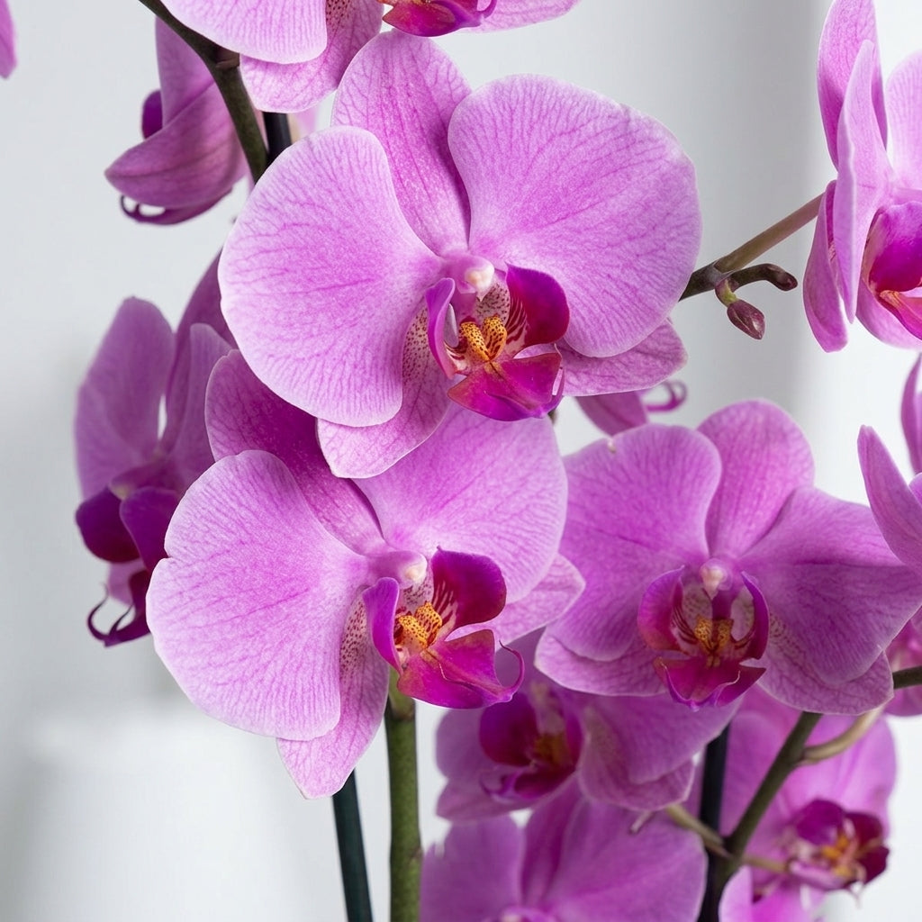 İthal Mor Orkide - Çift Dallı Canlı Phalaenopsis Orkide