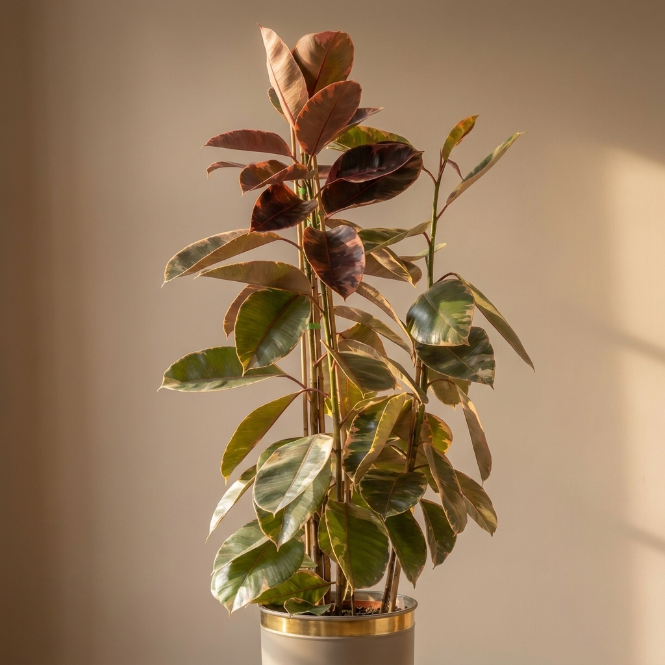 Kauçuk Çiçeği - Ficus Elastica Ruby Çift Köklü