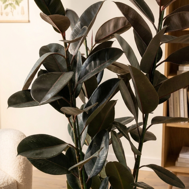 Kauçuk Çiçeği - Yeşil Kauçuk Bitkisi | Ficus Elastica Robusta (Üç Köklü) - Greenvila