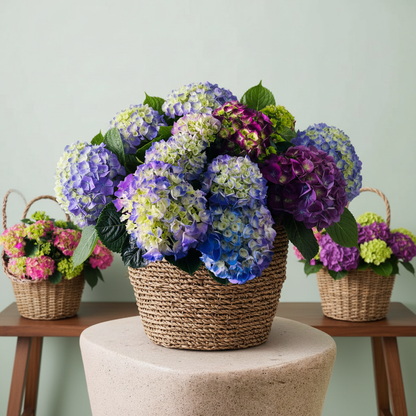 Hydrangea macrophylla Ortanca Canlı Bitki Mor Pembe Kırmızı Çiçekli | Dekoratif Bahçe ve Salon Bitkisi