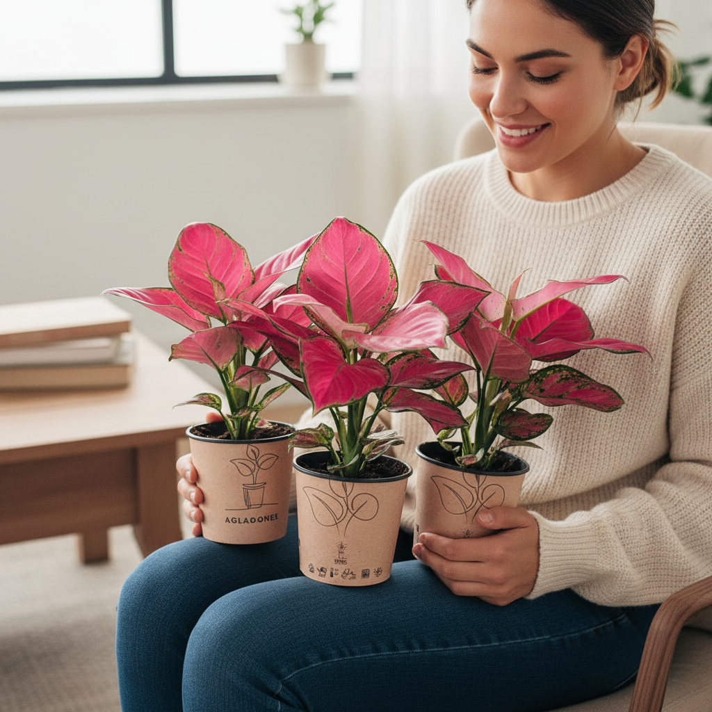 Pembe Aglaonema Pink Anyamanee  Özel Tür Çin Herdemyeşili Canlı Iç Mekan Salon Bitkisi