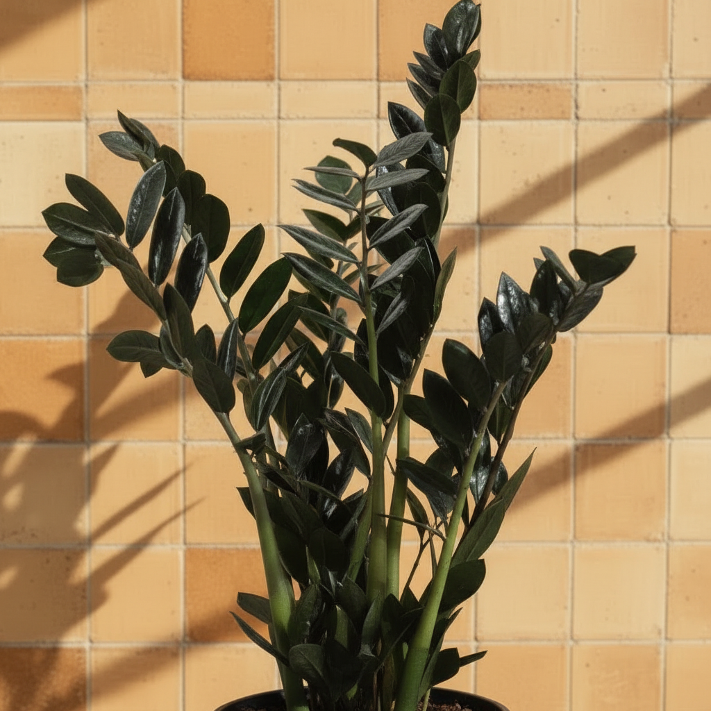 Siyah Zamia Çiçeği 60 cm (Zamioculcas Zamiifolia Raven) Zeze Bitkisi