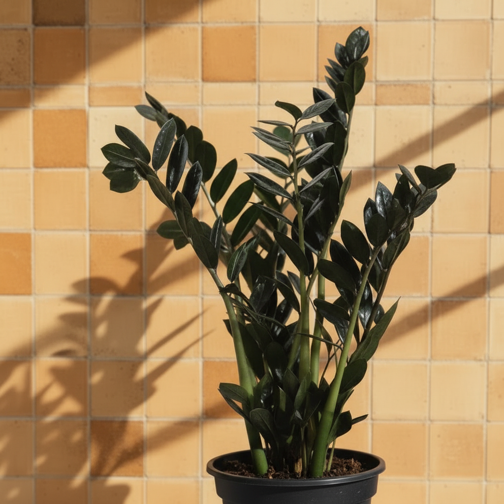 Siyah Zamia Çiçeği 60 cm (Zamioculcas Zamiifolia Raven) Zeze Bitkisi